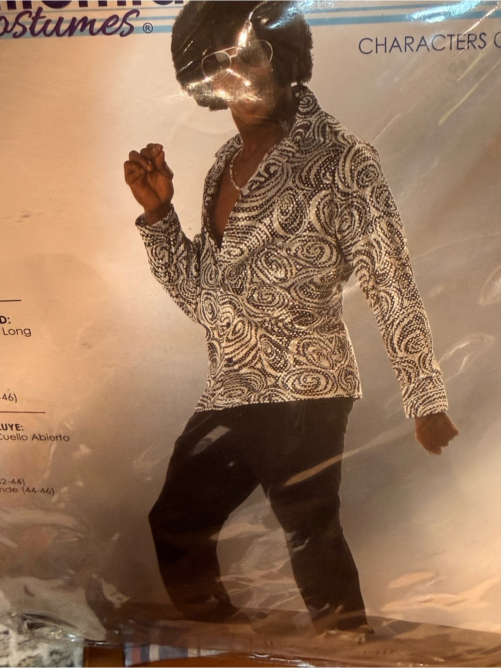 Unisex White & Black Disco Jacket and Afro wig Halloween costume size Large